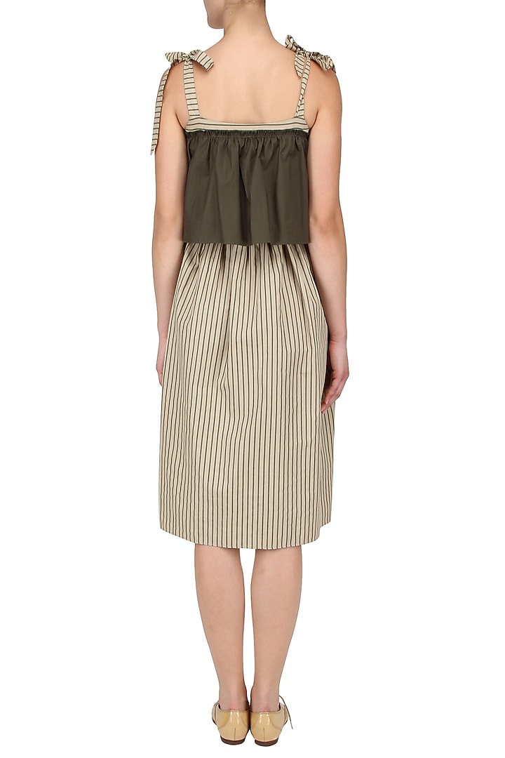 Khaki green shoulder tie dress available only at Pernia's Pop Up Shop.