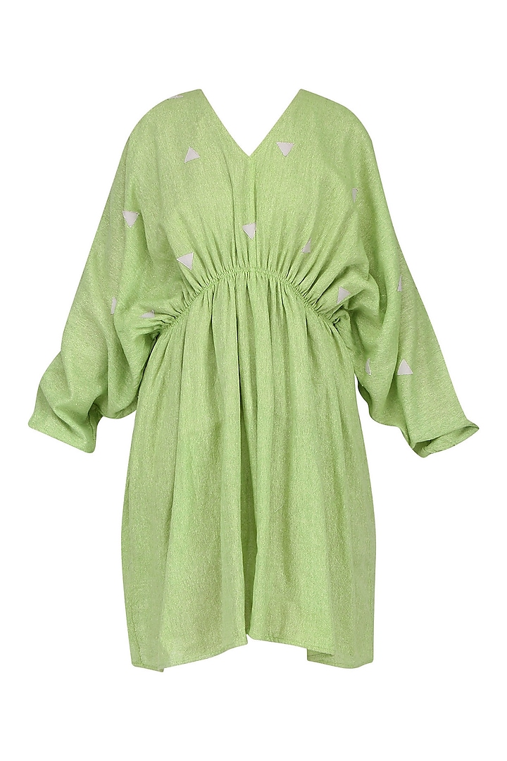 Green Pleated Kaftan Dress by Olio