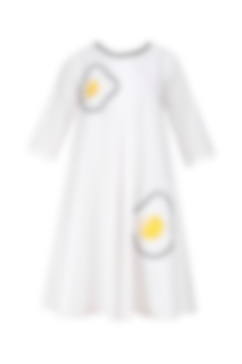 White Fried Egg Patchworl Cone Dress by Olio