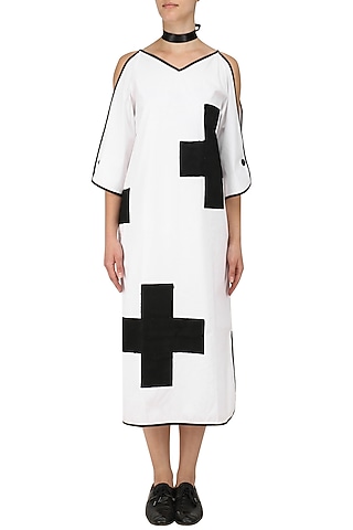 White Cold Shoulder Maxi Dress by Olio