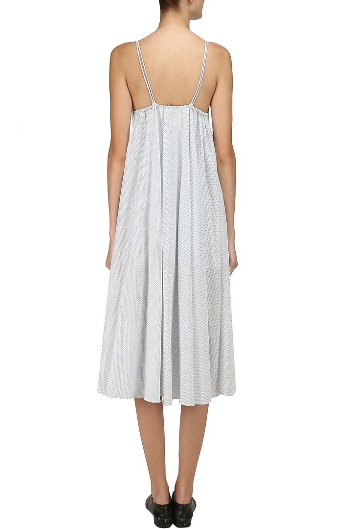Off white gathered midi dress available only at Pernia's Pop Up Shop.
