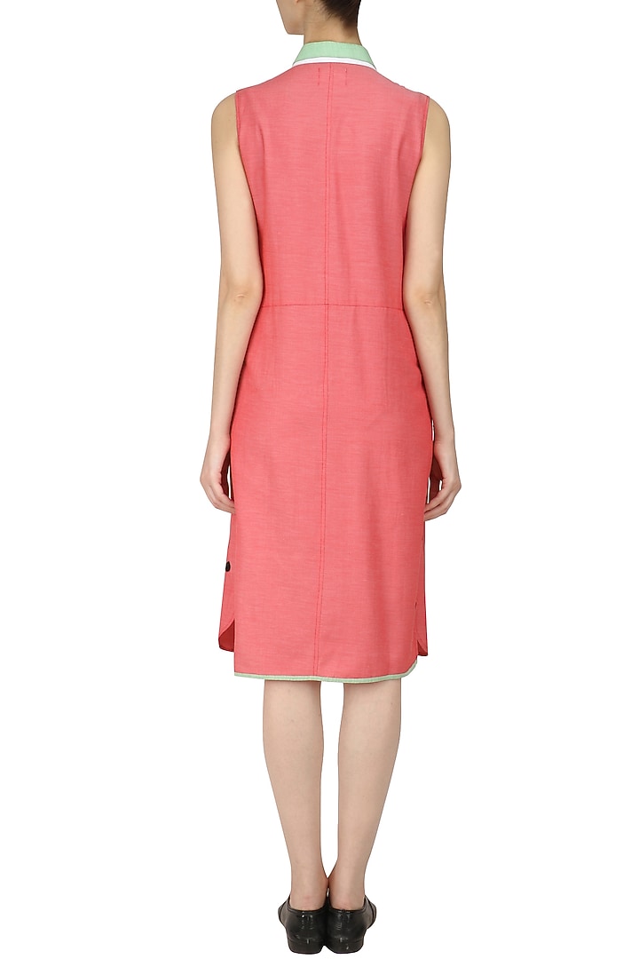 Coral button down drop waist dress available only at Pernia's Pop Up Shop.
