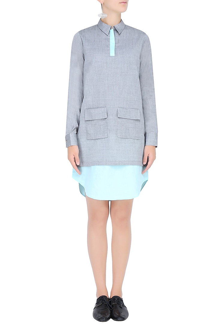 Grey and blue tennis shirt dress available only at Pernia's Pop Up Shop.