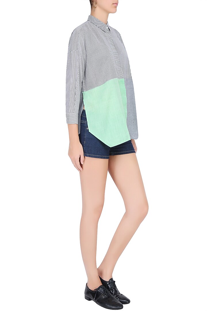 Grey and green color blocked froyo shirt available only at Pernia's Pop Up Shop.