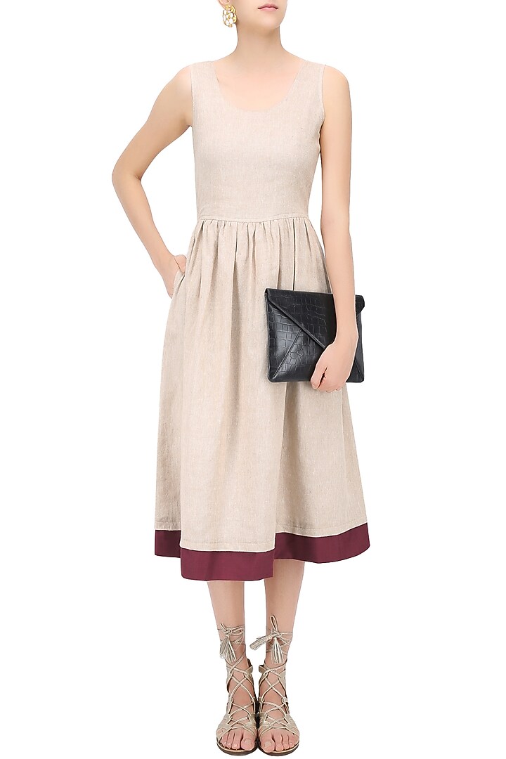 Mocha color knee length midi dress available only at Pernia's Pop Up Shop.