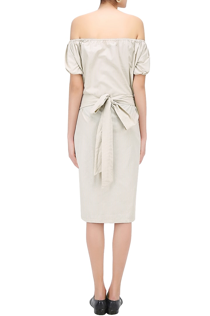 Mocha color off shoulder midi dress available only at Pernia's Pop Up Shop.