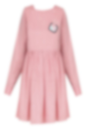 Blush Pink Fit And Flared Full Sleeves Dress by 2708