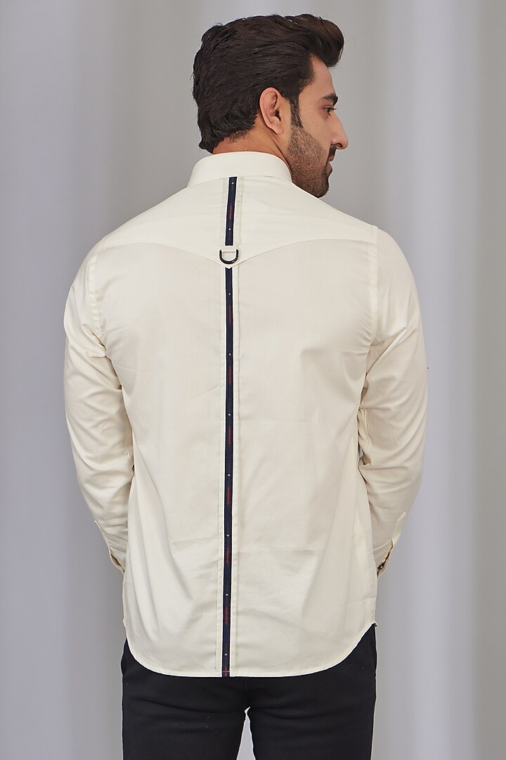 Cream Cotton Embroidered Party Wear Shirt by OMANA at Pernia's Pop Up Shop