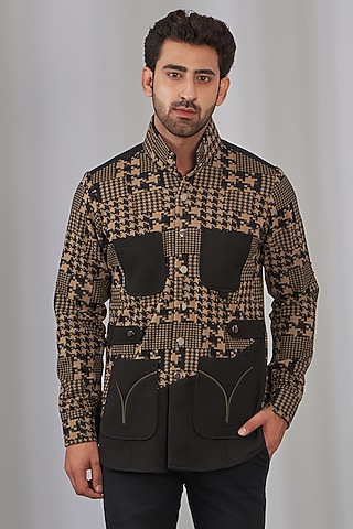 Black Poly Wool Shirt by OMANA