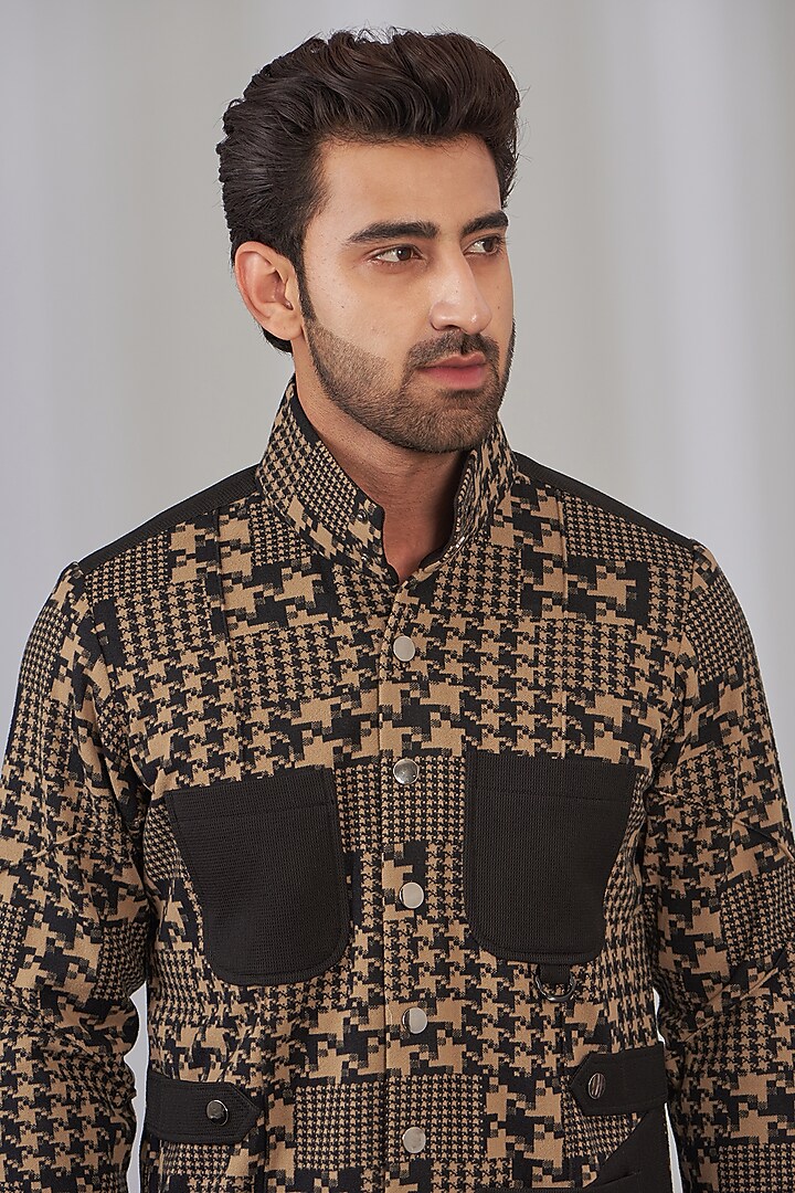 Black Poly Wool Wedding Shirt by OMANA at Pernia's Pop Up Shop