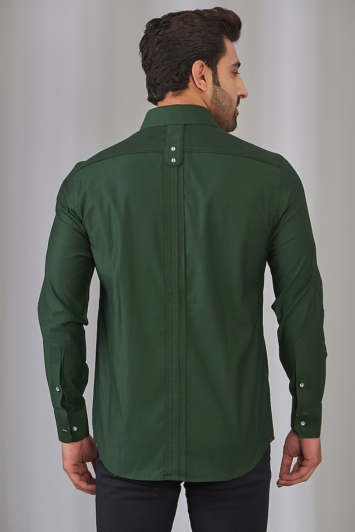 Green Cotton Party Wear Shirt by OMANA at Pernia's Pop Up Shop