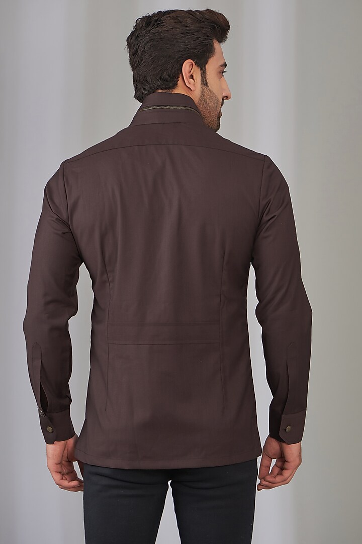 Brown Viscose Safari Party Wear Shirt by OMANA at Pernia's Pop Up Shop