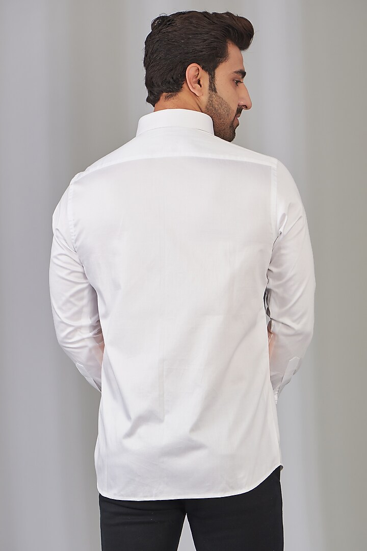White Cotton Party Wear Shirt by OMANA at Pernia's Pop Up Shop