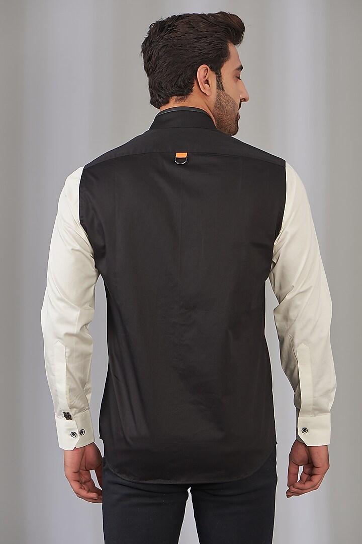 Black Cotton Party Wear Shirt by OMANA at Pernia's Pop Up Shop
