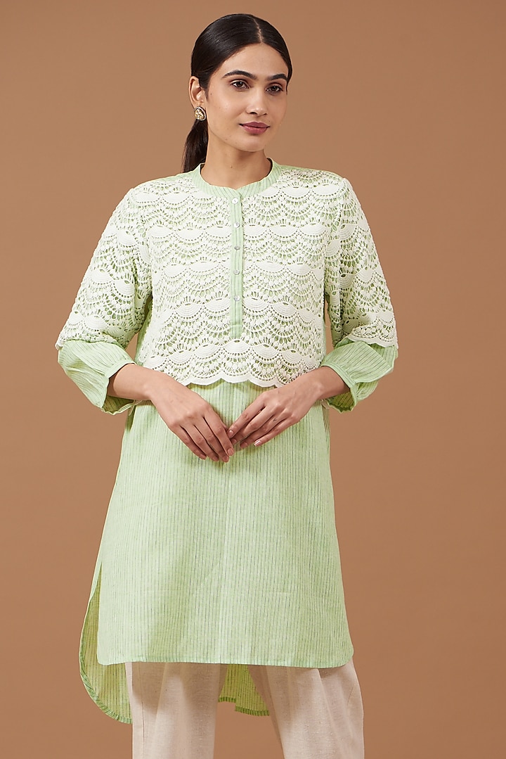 Sea Green Cotton Linen Tunic by OMI at Pernia's Pop Up Shop