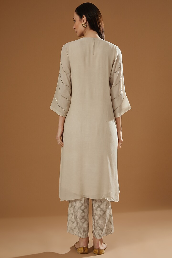Ivory Hand Embroidered Shrug Set by OMI at Pernia's Pop Up Shop
