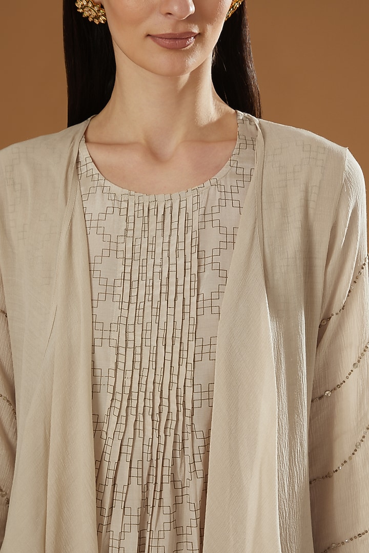 Ivory Hand Embroidered Shrug Set by OMI at Pernia's Pop Up Shop
