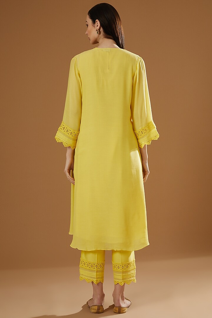 Yellow Block Printed Shrug Set by OMI at Pernia's Pop Up Shop