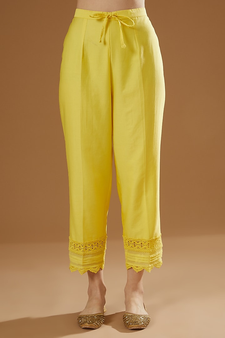 Yellow Block Printed Shrug Set by OMI at Pernia's Pop Up Shop