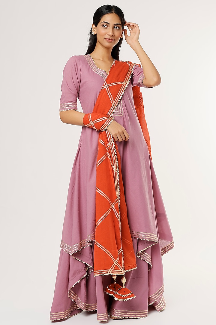 Lilac Embellished Maxi Dress by Omaana Jaipure