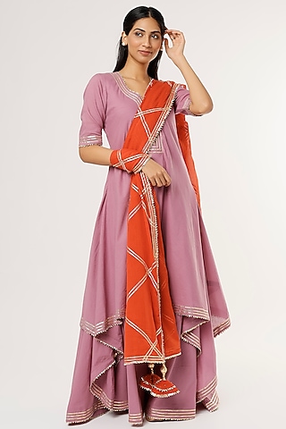 Lilac Embellished Maxi Dress by Omaana Jaipure