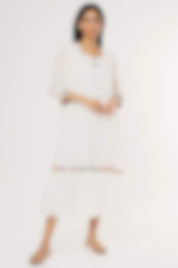 White Mulmul Midi Dress by Omaana Jaipure