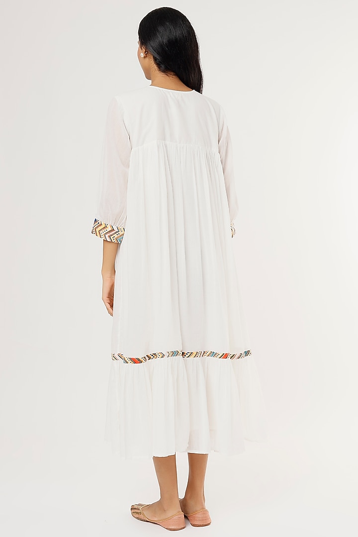 White Mulmul Midi Summer Dress by Omaana Jaipure at Pernia's Pop Up Shop