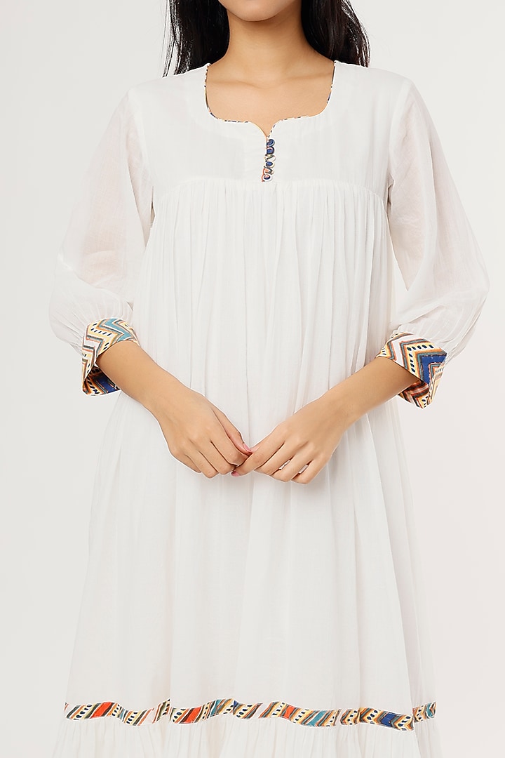 White Mulmul Midi Summer Dress by Omaana Jaipure at Pernia's Pop Up Shop