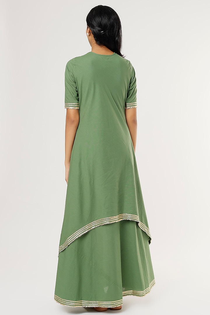 Sage Green Embellished Maxi Summer Dress by Omaana Jaipure at Pernia's Pop Up Shop