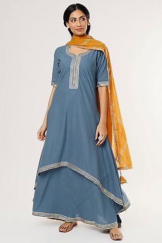 Cobalt Blue Embellished Maxi Dress by Omaana Jaipure