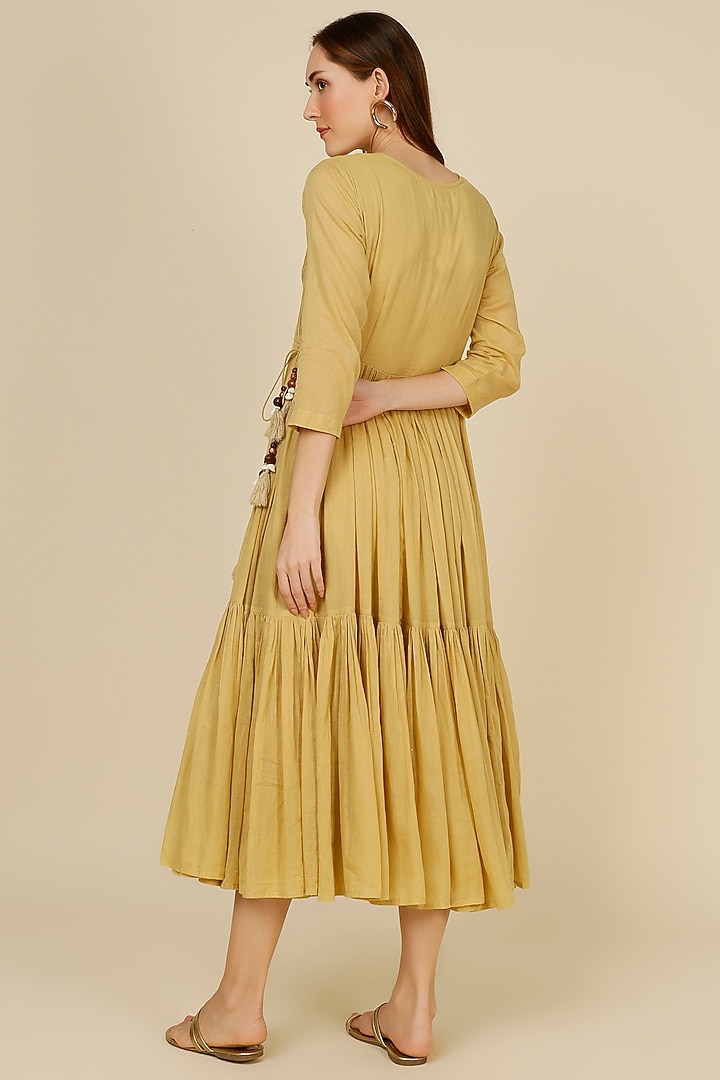 Sandalwood Mulmul Angrakha Summer Dress by Omaana Jaipure at Pernia's Pop Up Shop