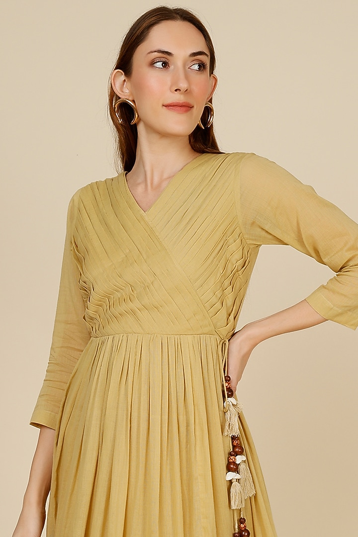 Sandalwood Mulmul Angrakha Summer Dress by Omaana Jaipure at Pernia's Pop Up Shop