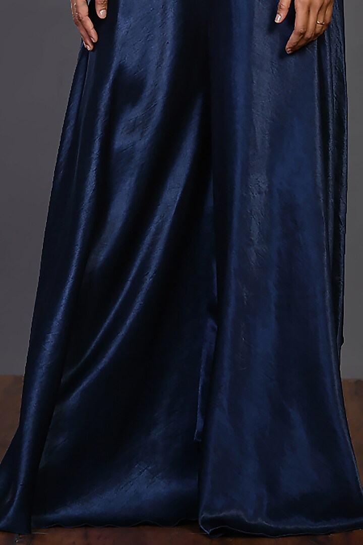 Grey & Navy Blue Jumpsuit With Embellished Belt by Onaya at Pernia's Pop Up Shop