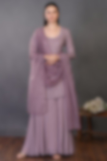 Mauve Embroidered Party Wear Sharara Set by Onaya at Pernia's Pop Up Shop