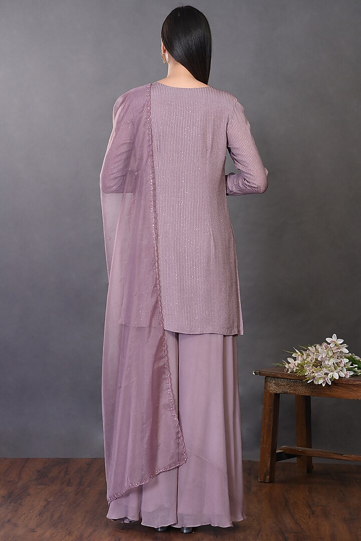 Mauve Embroidered Party Wear Sharara Set by Onaya at Pernia's Pop Up Shop
