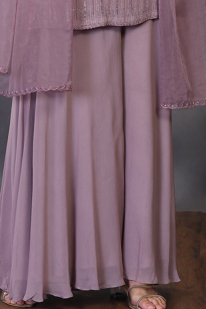 Mauve Embroidered Party Wear Sharara Set by Onaya at Pernia's Pop Up Shop