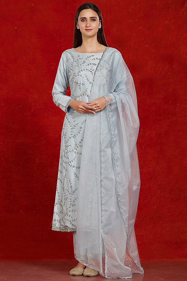 Doctor Blue Embroidered Kurta Set by Onaya at Pernia's Pop Up Shop