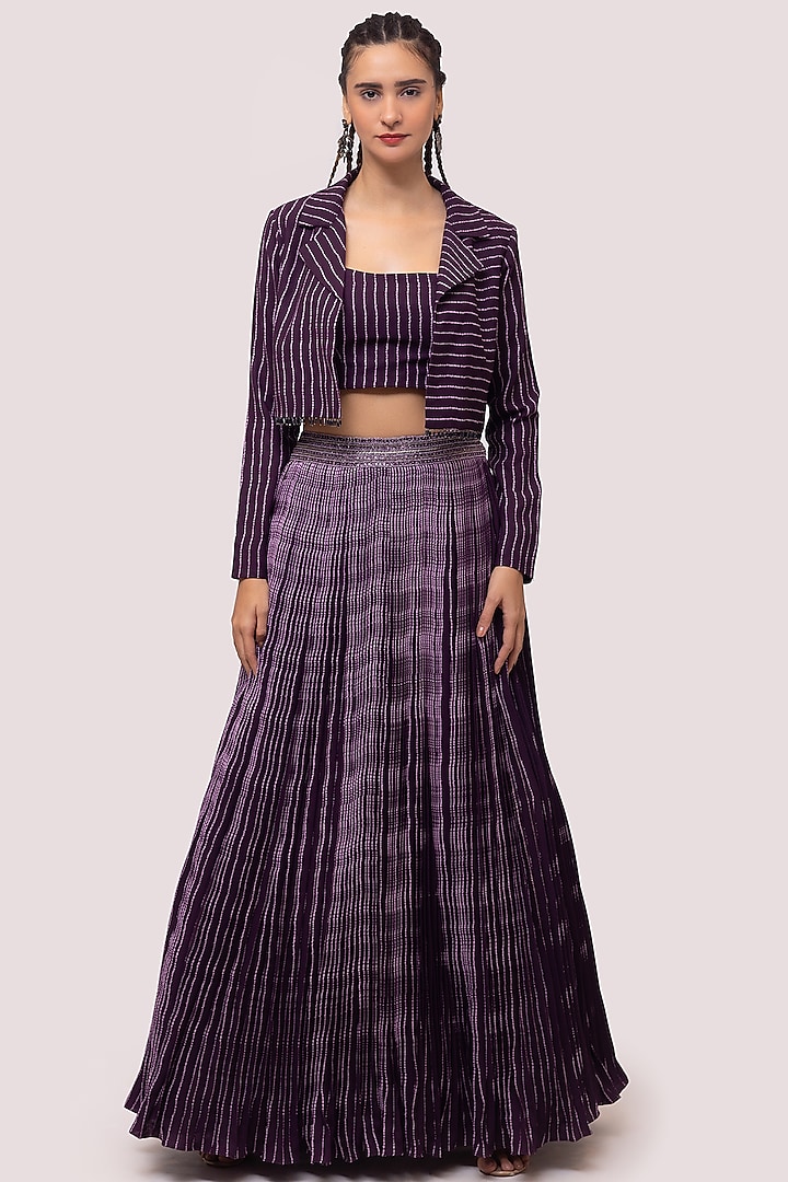 Wine Embellished A-line Skirt Set by Onaya at Pernia's Pop Up Shop