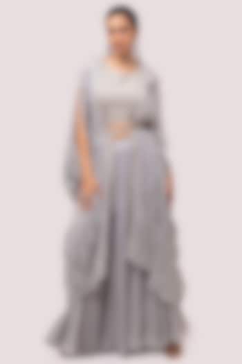 Grey Embellished Cape Set by Onaya at Pernia's Pop Up Shop