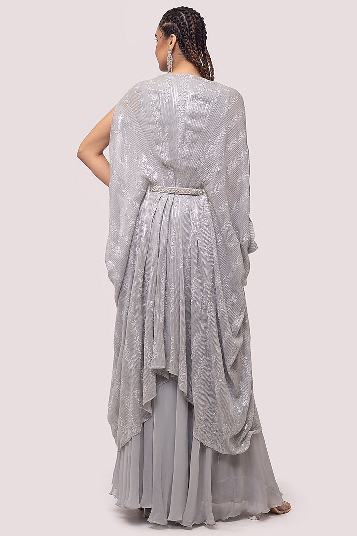Grey Embellished Cape Set by Onaya at Pernia's Pop Up Shop