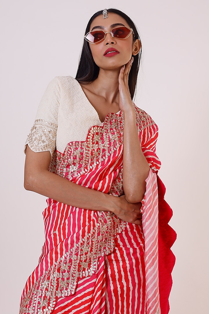 Rani Silk Printed Party Wear Saree Set by Onaya at Pernia's Pop Up Shop