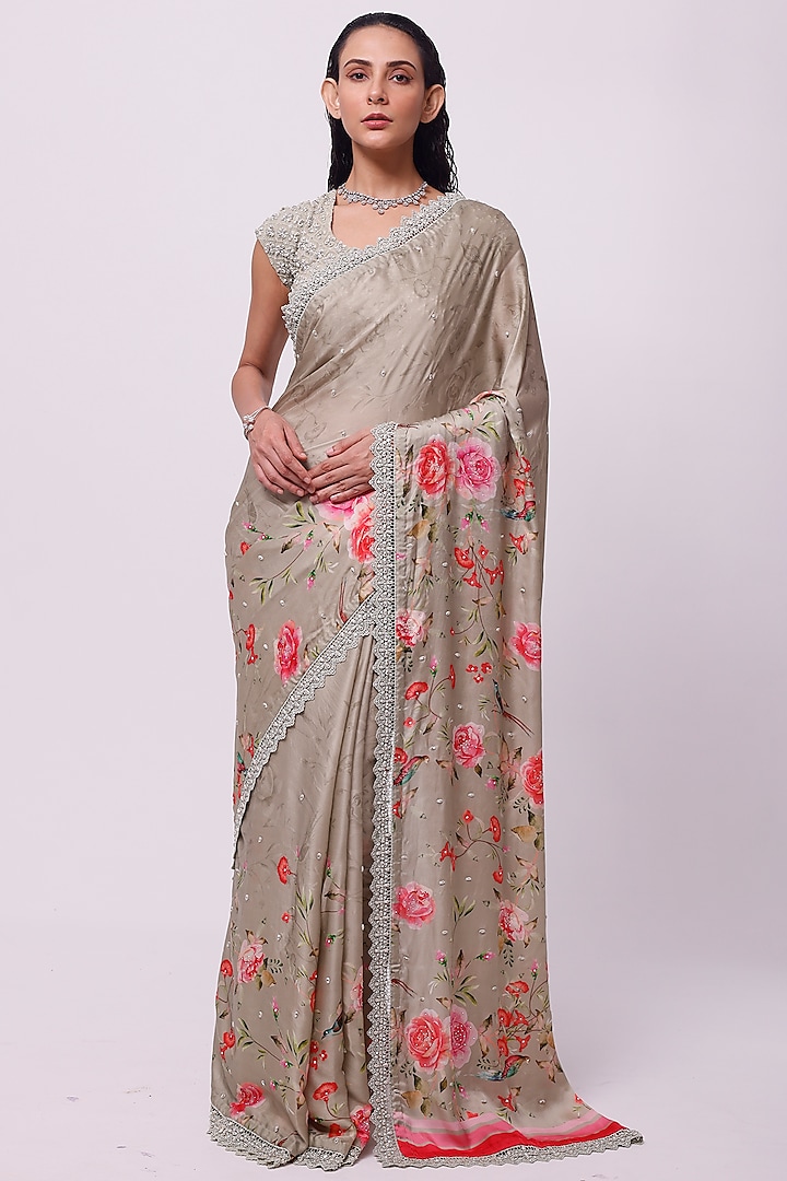 Pista Green Handloom Embellished Saree Set by Onaya