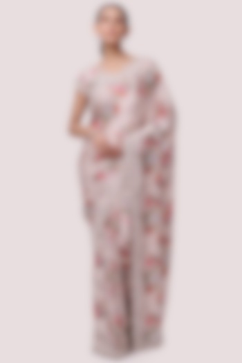 Peach Floral Printed Party Wear Saree Set by Onaya at Pernia's Pop Up Shop