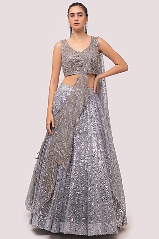 Buy Grey Mirror Work Lehenga for Women Online from India's Luxury