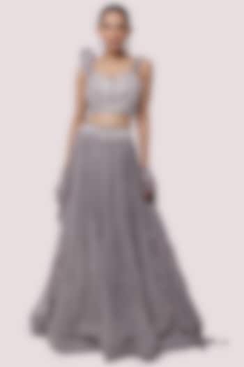 Grey Embellished Wedding Lehenga Set by Onaya at Pernia's Pop Up Shop
