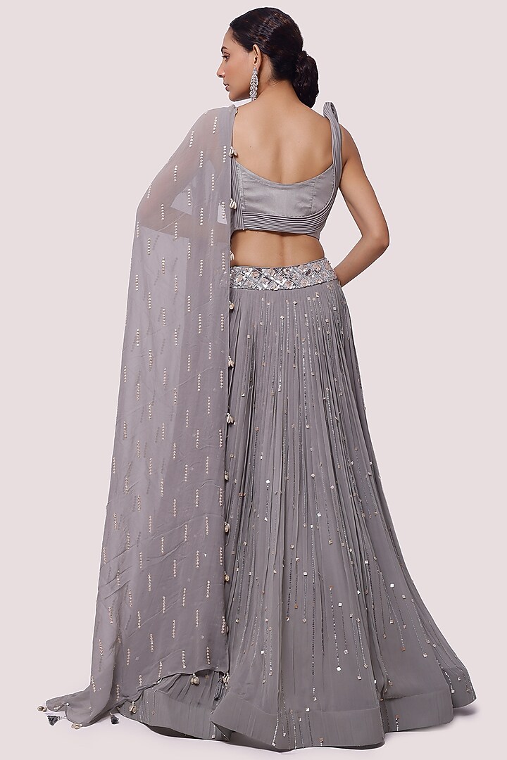 Grey Embellished Wedding Lehenga Set by Onaya at Pernia's Pop Up Shop