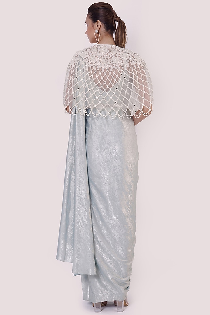 Sea Green Embroidered Draped Vacation Dress by Onaya at Pernia's Pop Up Shop
