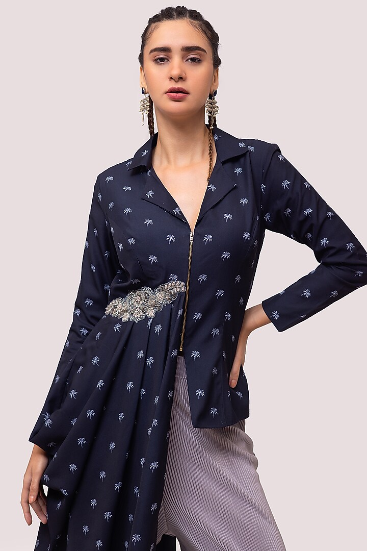 Grey Georgette Palazzo Pant Set by Onaya at Pernia's Pop Up Shop