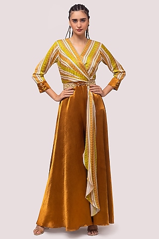 Mustard Printed Jumpsuit by Onaya