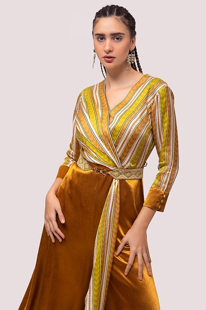 Mustard Printed Jumpsuit by Onaya at Pernia's Pop Up Shop